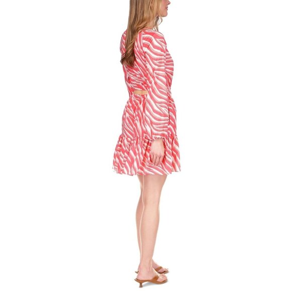 Michael Kors Women's Cotton Zebra Cutout Dress geranium Red Size M MSRP $195 - Picture 3 of 5